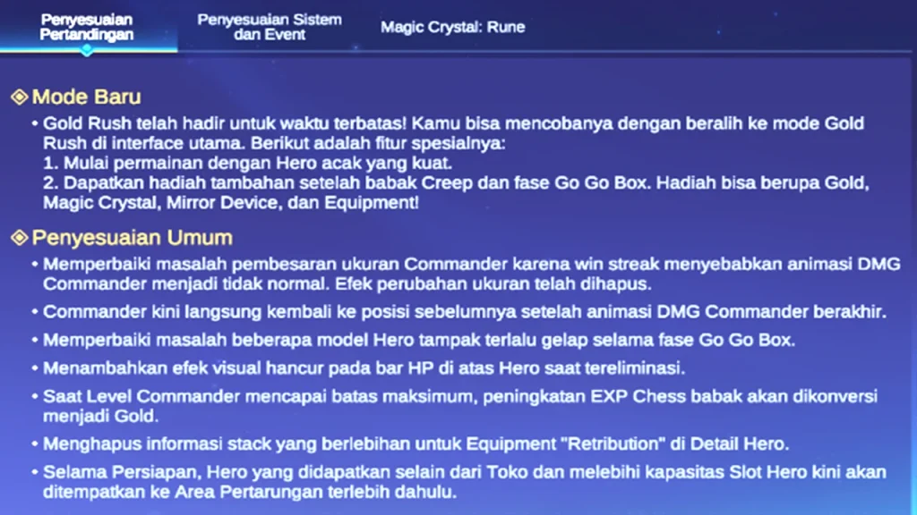 Update Patch Note 041 Magic Chess Go Go 23 Juli 2025