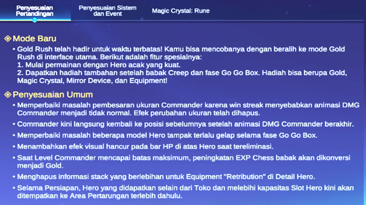 Update Patch Note 041 Magic Chess Go Go 23 Juli 2025